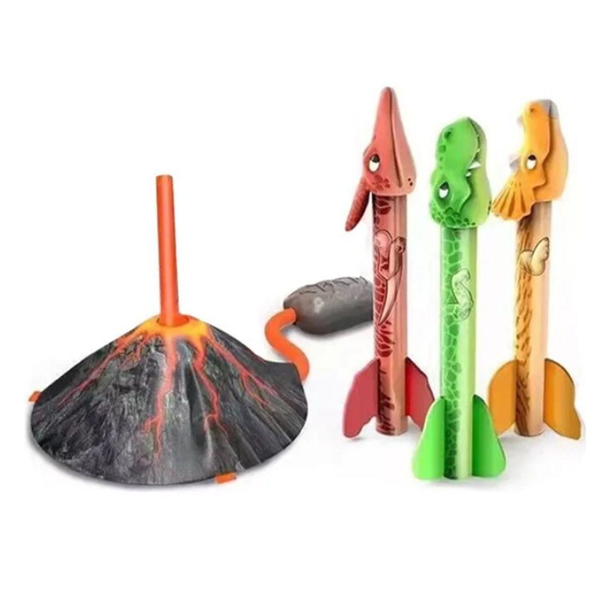 Juego Lanzacohetes Dinosaurios Para Niños Cohetes Voladores Naranja-5