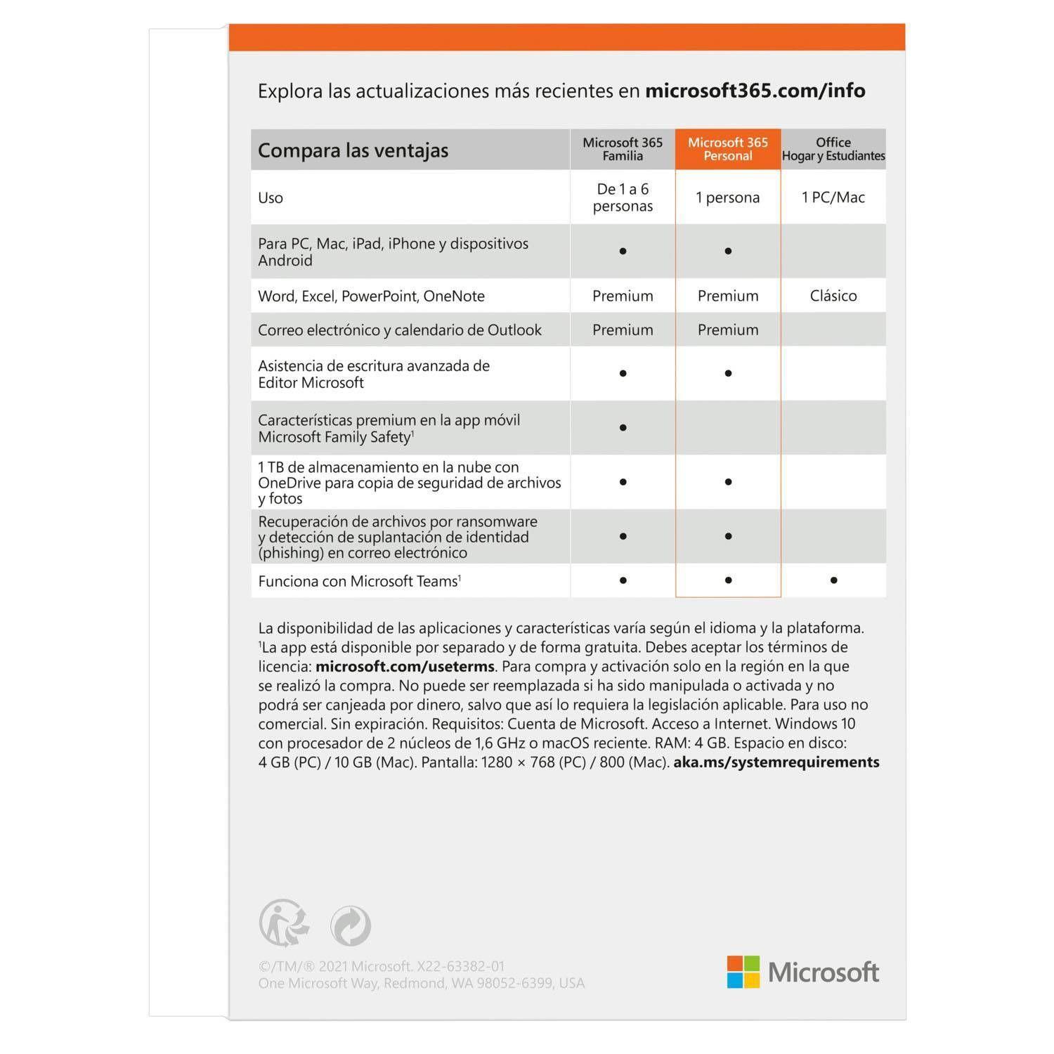 Microsoft Office 365 Personal 1 Persona Suscripción 12 Meses-2