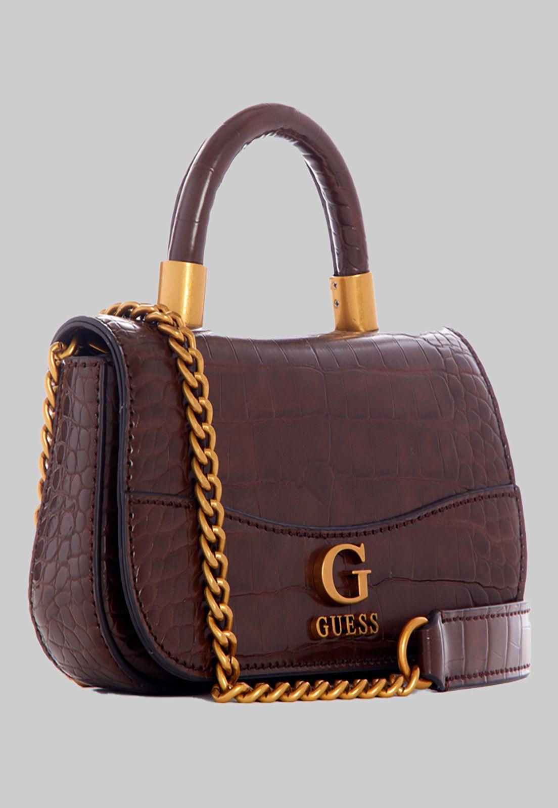 Mini Cartera Guess Nell Croc Micro Mini Flap Bro Café-1