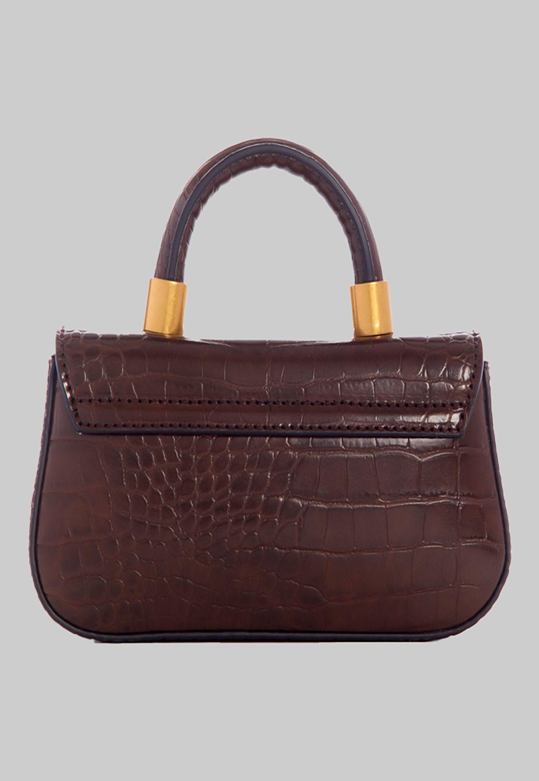 Mini Cartera Guess Nell Croc Micro Mini Flap Bro Café-2