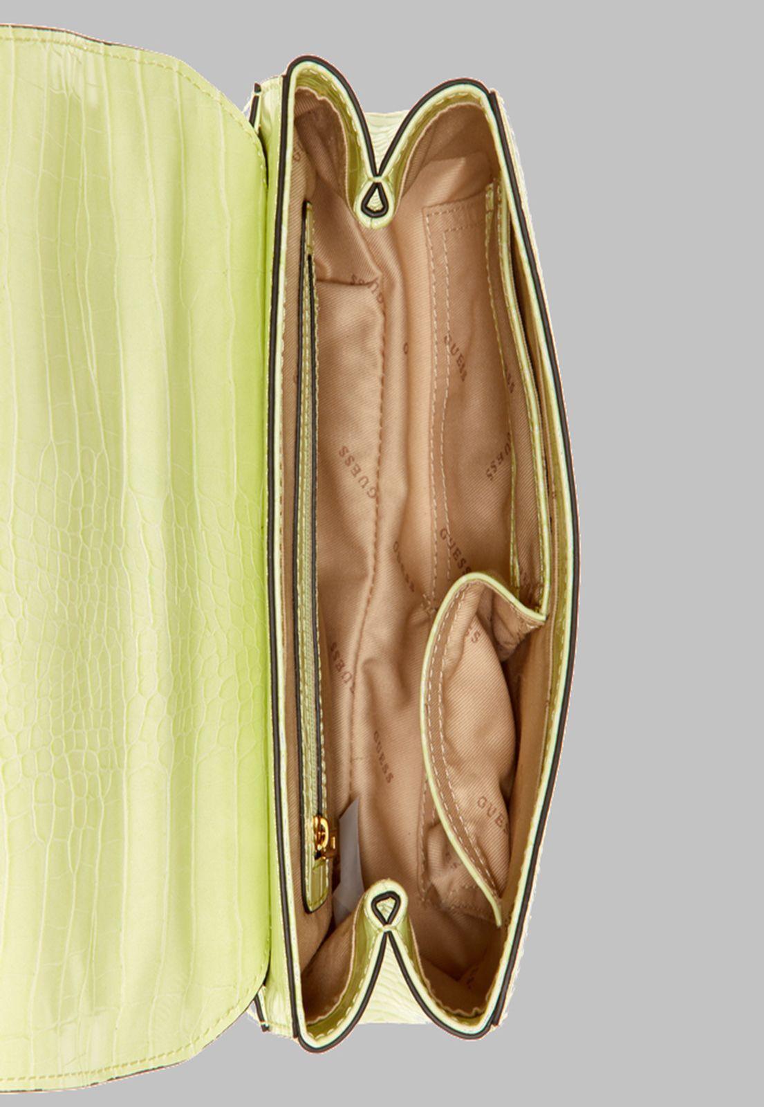 Cartera Guess Katey Croc Flap Shoulder Bag Lgl Verde-3