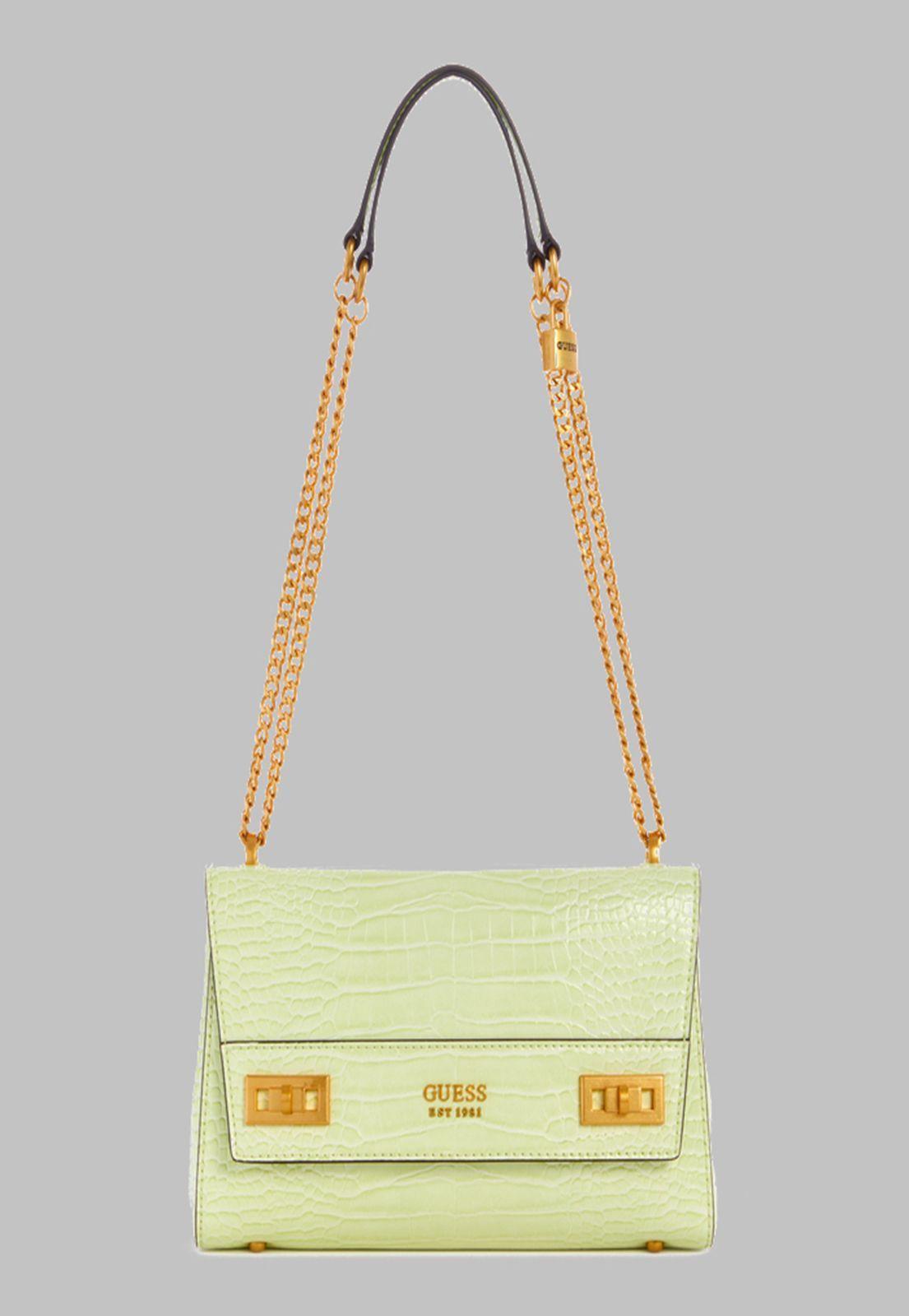 Cartera Guess Katey Croc Flap Shoulder Bag Lgl Verde-0