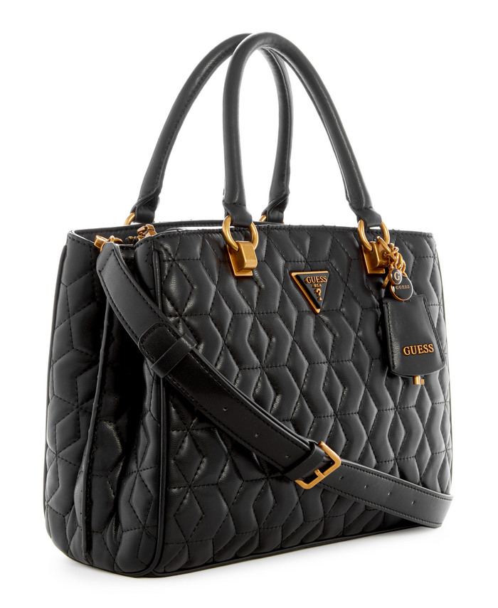 Cartera Guess Elenia Girlfriend Satchel Bla Negro-1