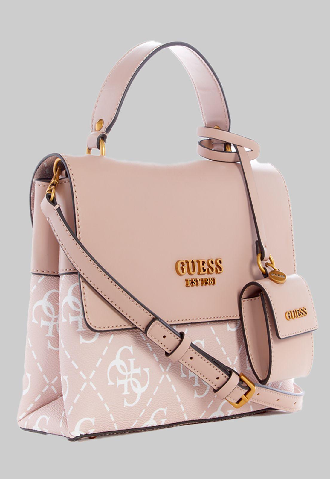 Cartera Guess Berta Top Handle Flap Reg Rosado-1