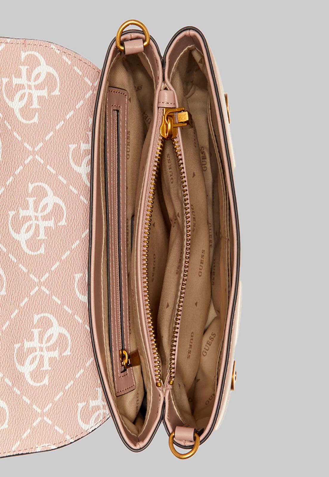 Cartera Guess Berta Top Handle Flap Reg Rosado-3