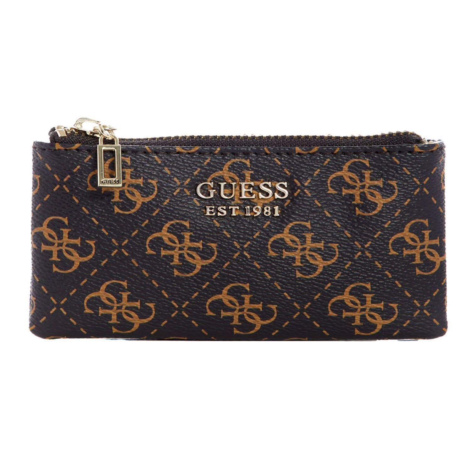 Billetera Guess Katey Slg Zip Pouch Brm Café Tu-0