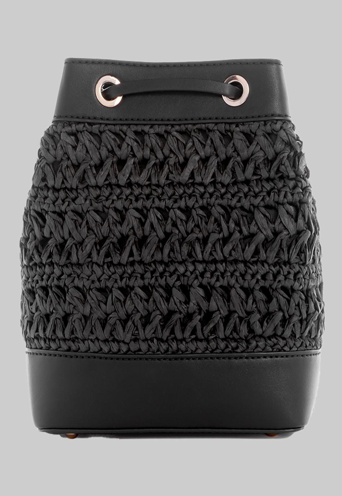 Cartera Guess Liguria Drawstring Bucket Bla Negro-2