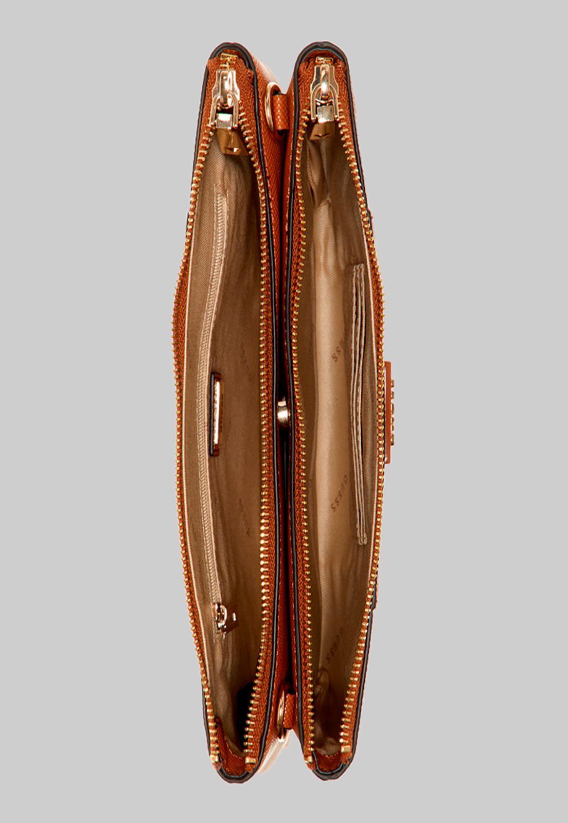 Mini Cartera Noelle Dbl Zip Crossbody Café Guess-3