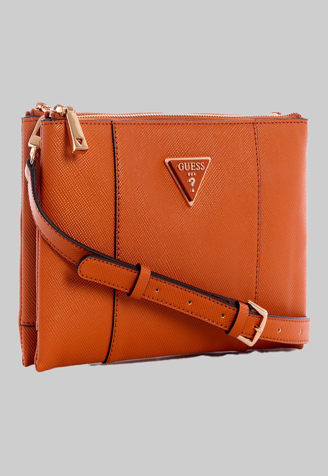 Mini Cartera Noelle Dbl Zip Crossbody Café Guess-1