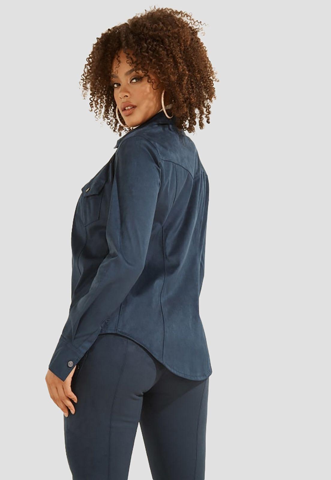 Camisa Guess Ls Woven Shirts G7Hr Azul-3