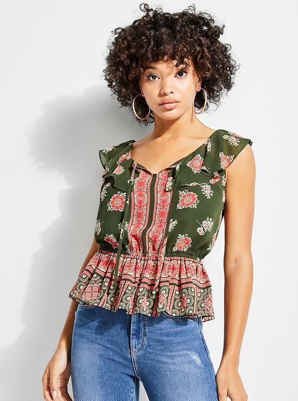 Camisa Guess Sl Raechelle Ruffle-0