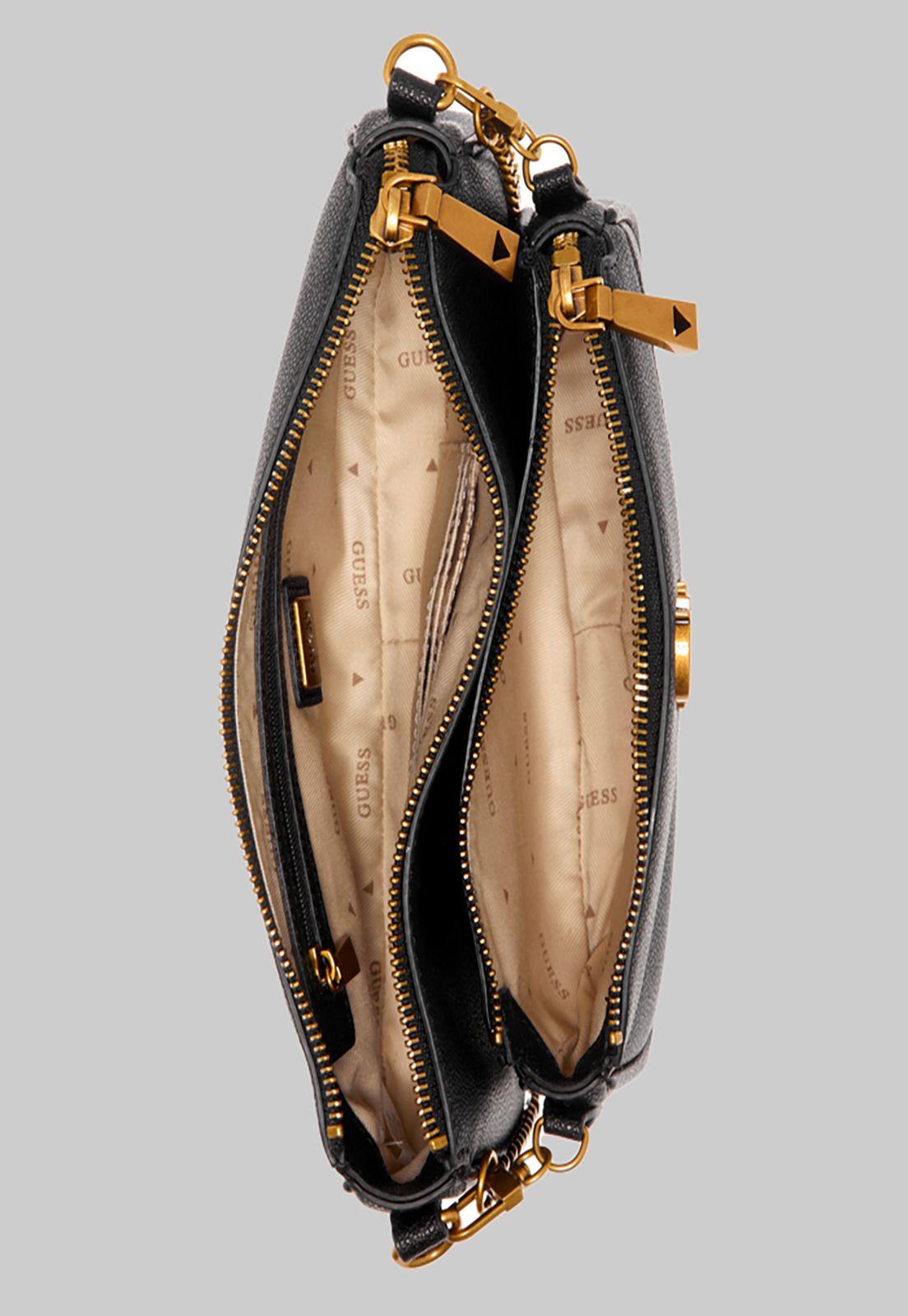 Mini Cartera Guess Nell Double Pouch Crossbody Bla Negro-3