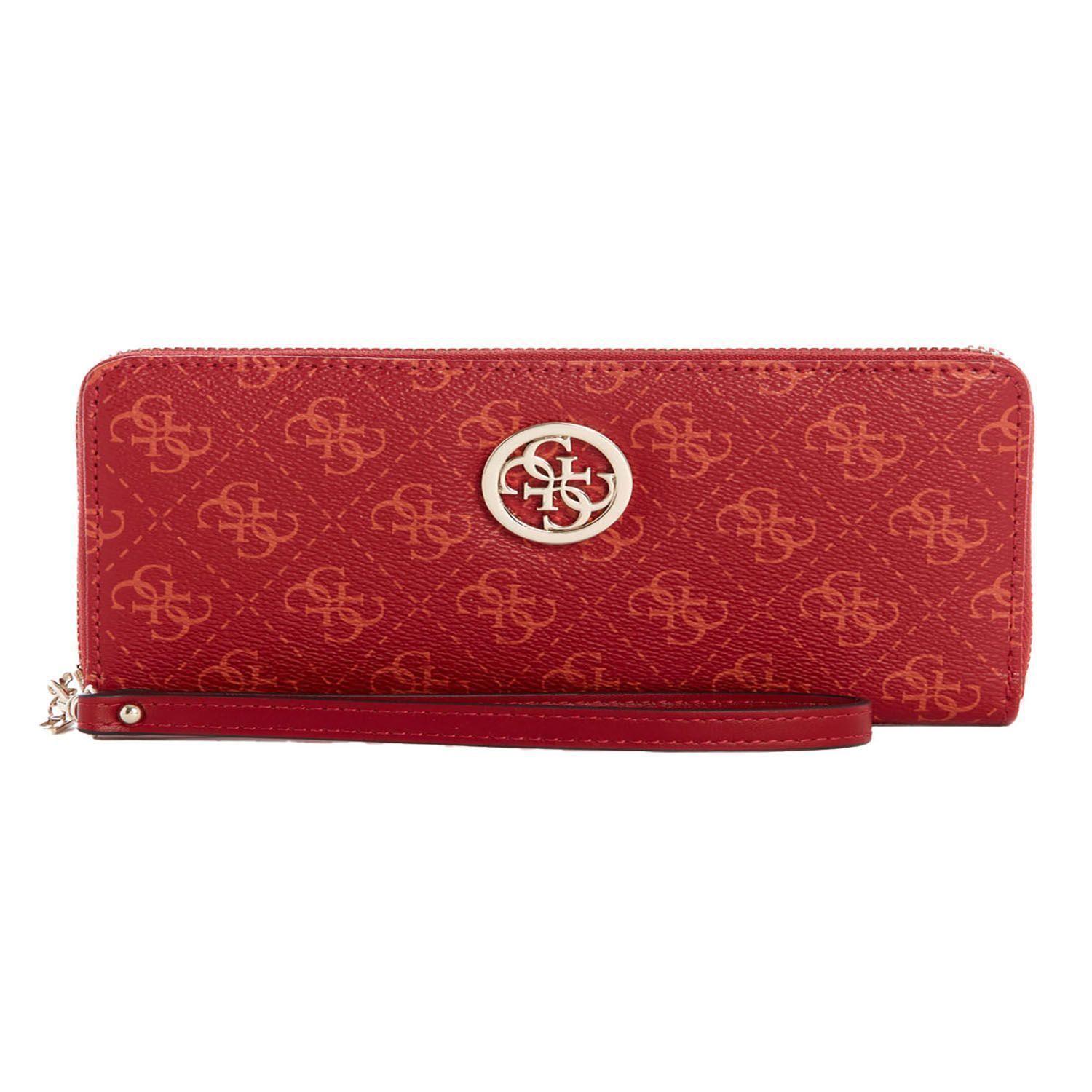 Billetera Guess Jensen Slg Large Zip Around Red Rojo Tu-0