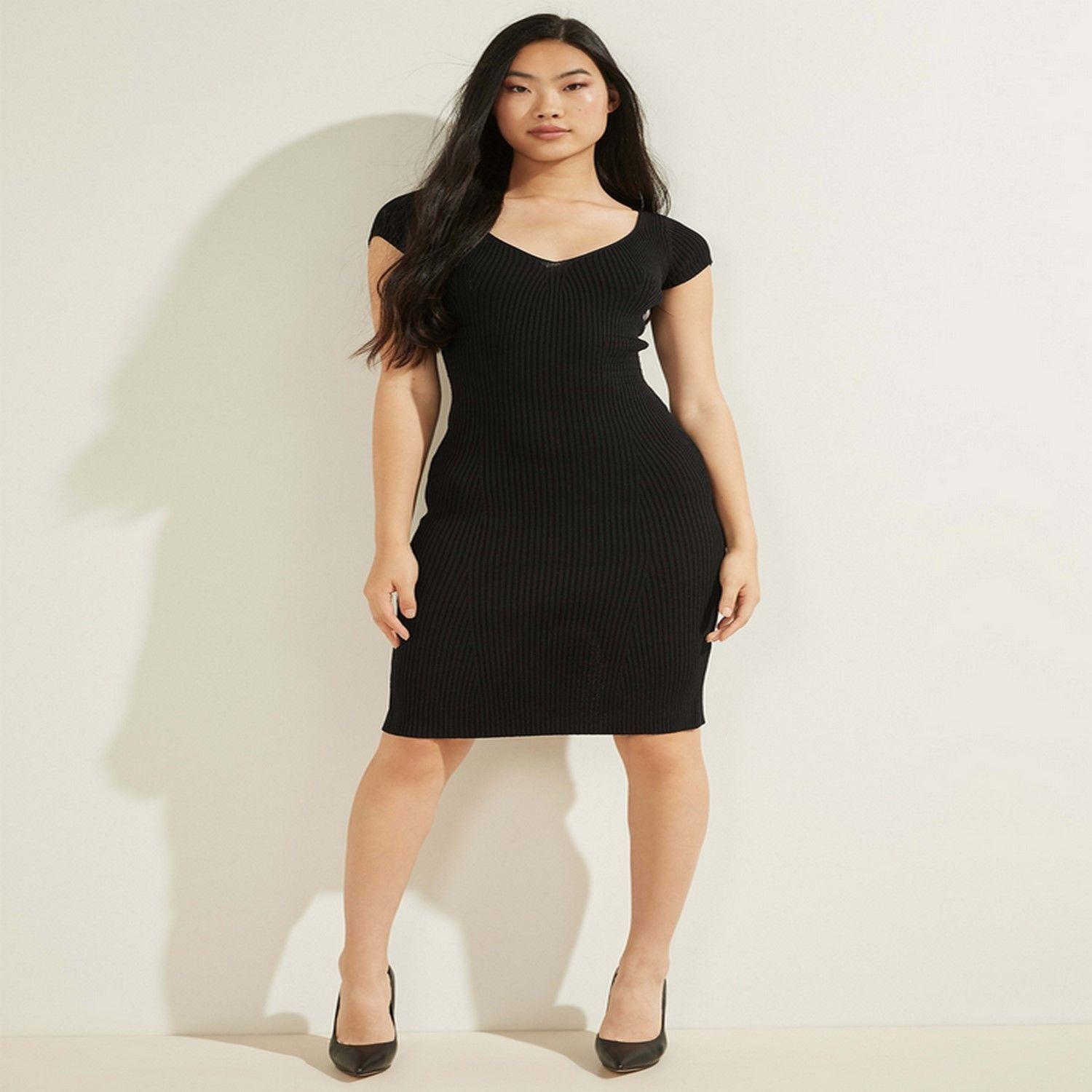 Vestido Guess Es Ss Lynx Midi Sweater JBLK NEGRO-0