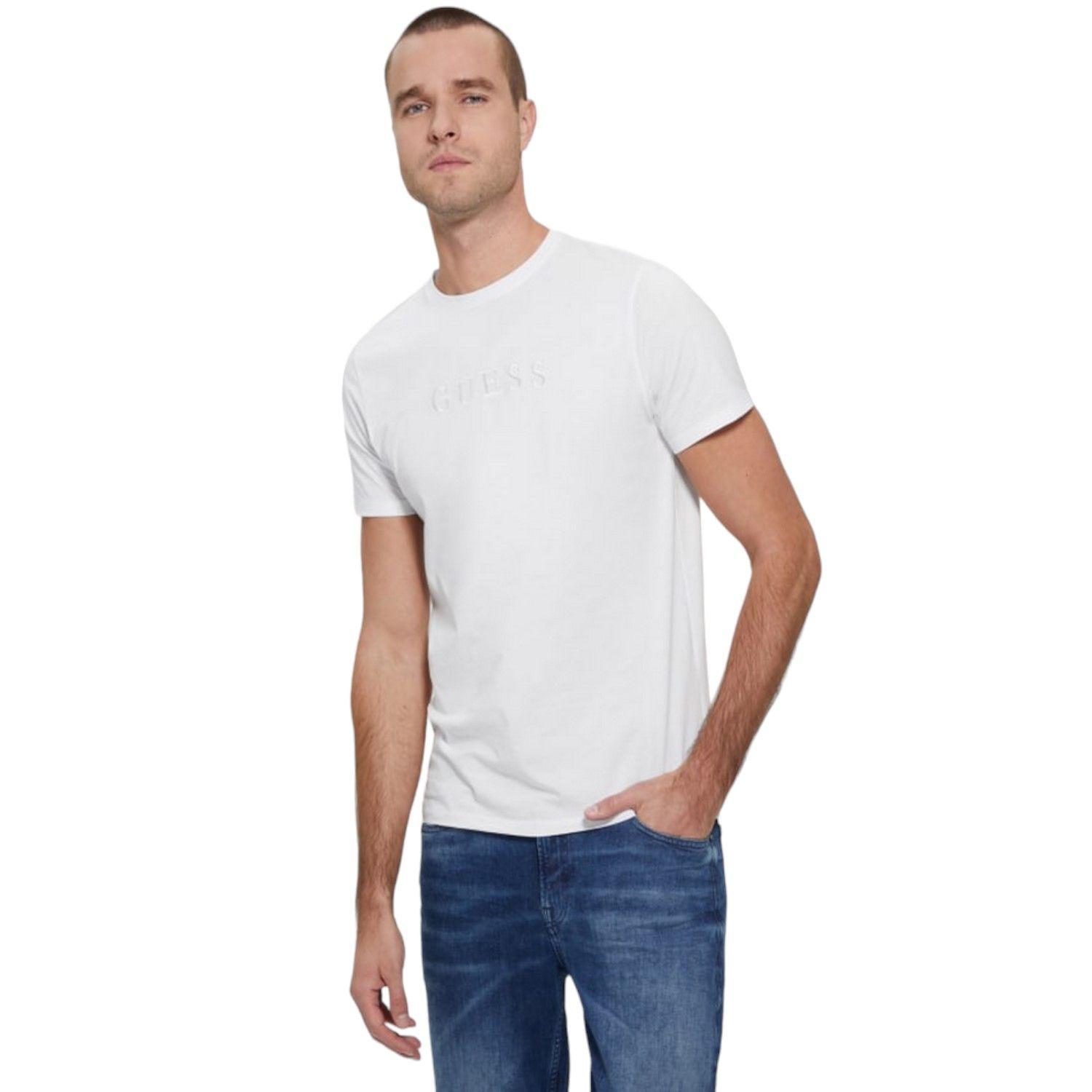 Polera Guess Ss Classic Pima Emb Crew G011 Blanco-0