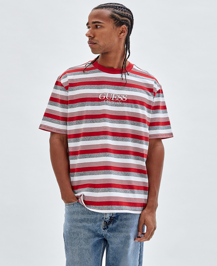 Polera Guess Go Cole Heather Stripe Tee F5C5 ROJO-0