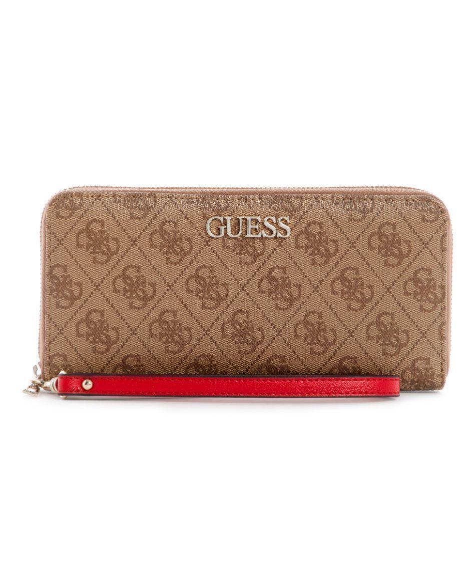 Billetera Guess Alby Slg Large Zip Around Bro Café Tu-0