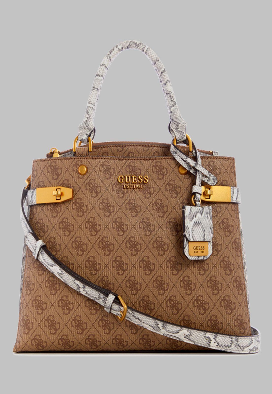 Cartera Guess Zadie Logo Girlfriend Satchel Lly Café-0