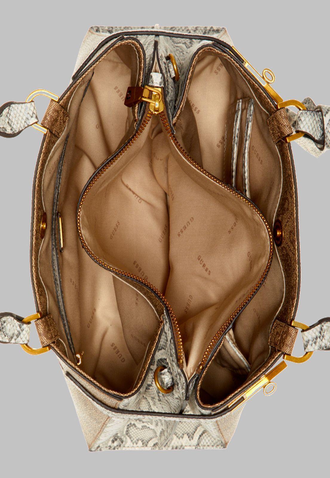 Cartera Guess Zadie Logo Girlfriend Satchel Lly Café-3