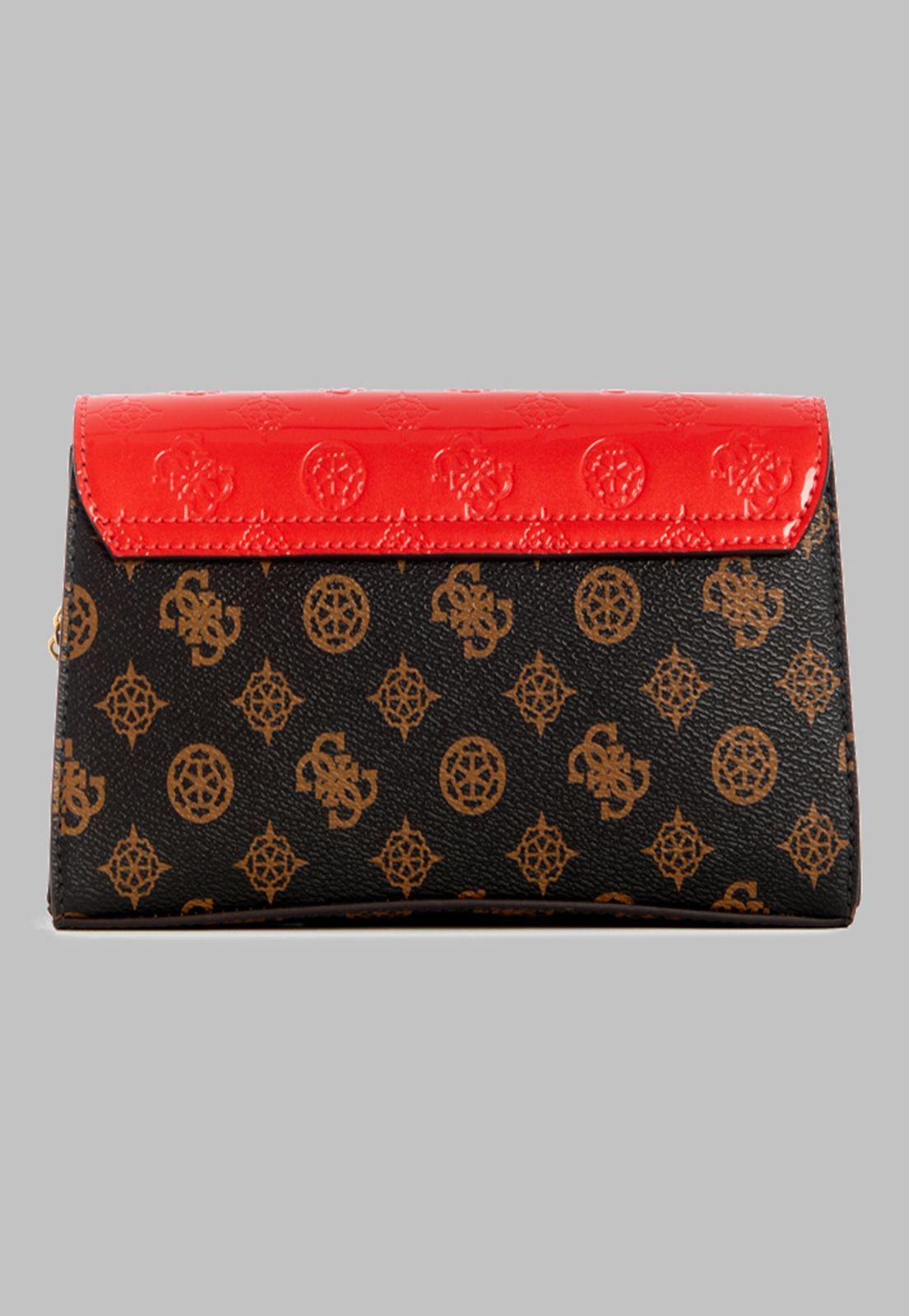 Mini Cartera Guess Zira Mini Crossbody Flap Map Café-2