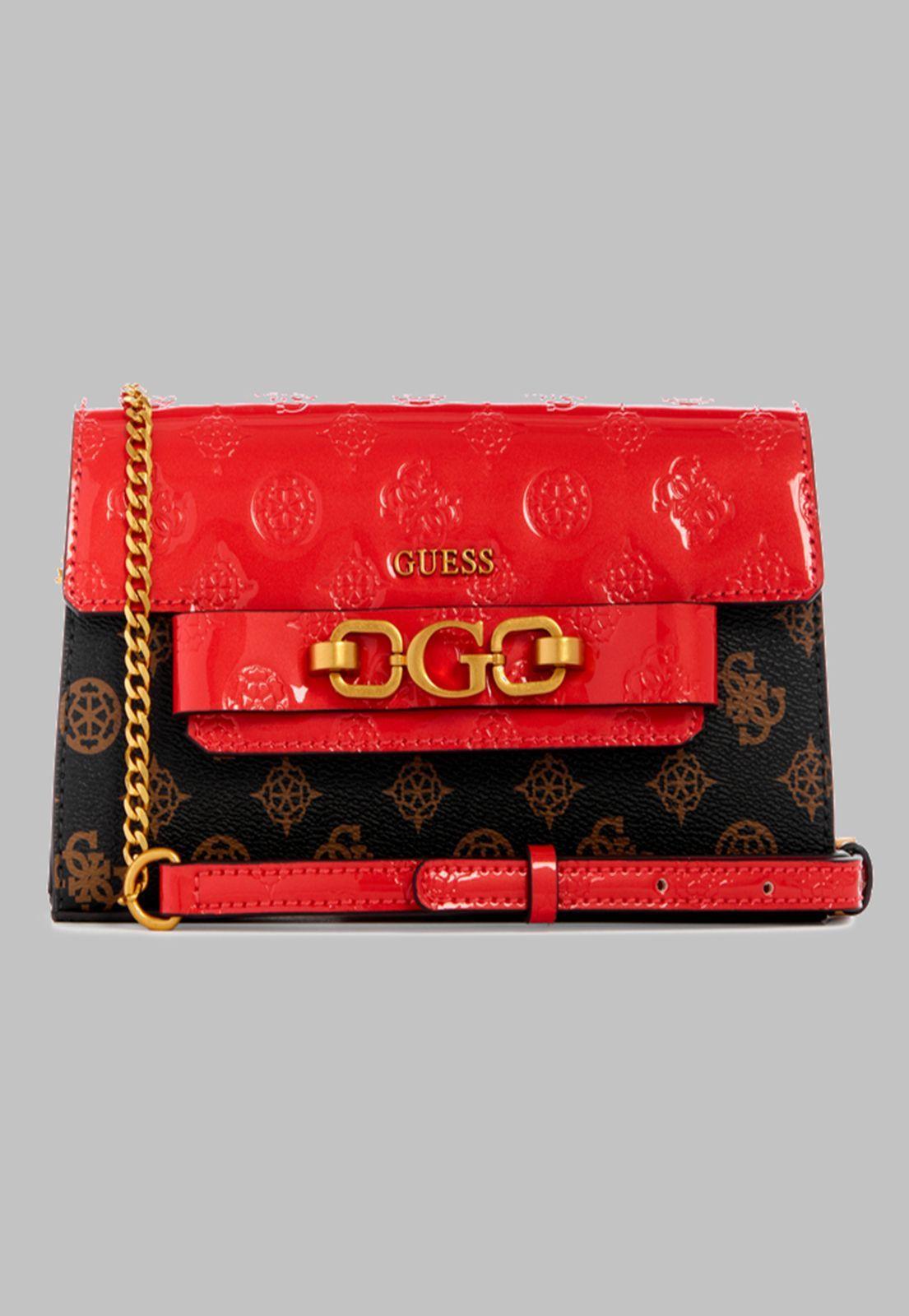 Mini Cartera Guess Zira Mini Crossbody Flap Map Café-0