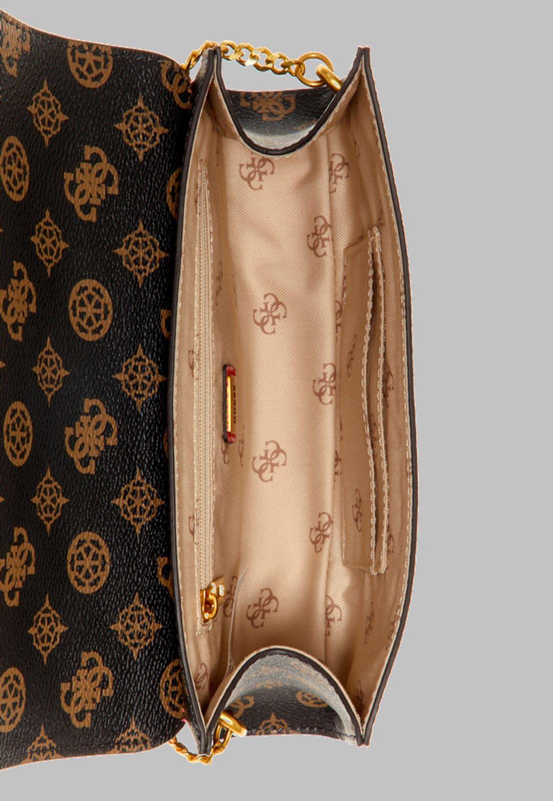 Mini Cartera Guess Zira Mini Crossbody Flap Map Café-3