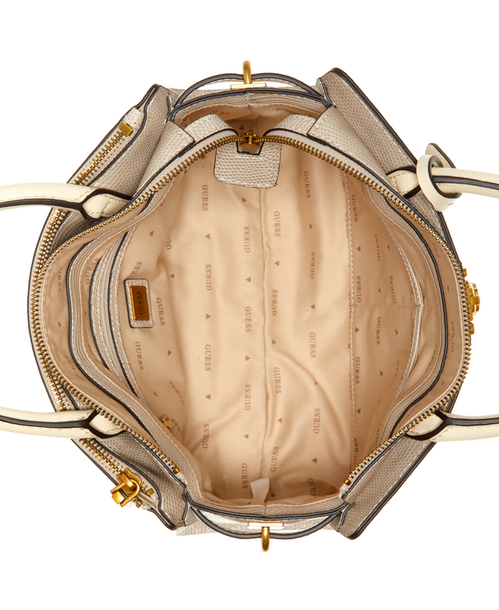 Cartera Guess Ginevra Elite Society Satchel Tau Blanco-3