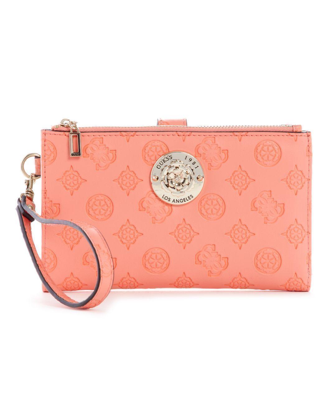Billetera Guess Dayane Slg Dbl Zip Organizer Cor Coral Tu-0