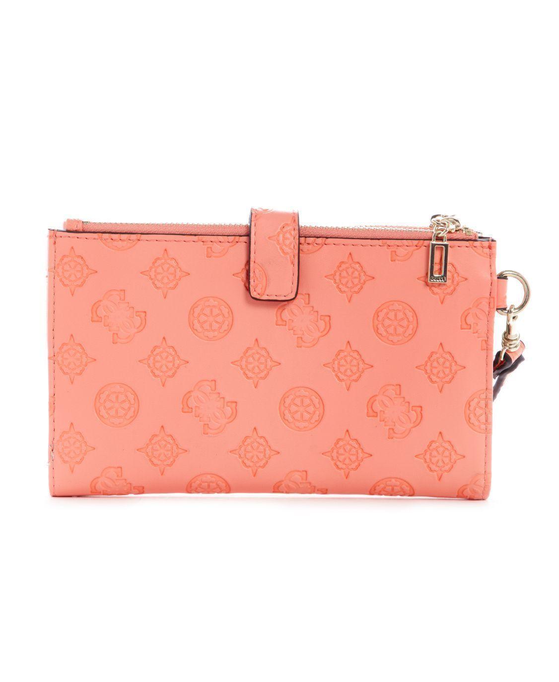 Billetera Guess Dayane Slg Dbl Zip Organizer Cor Coral Tu-1