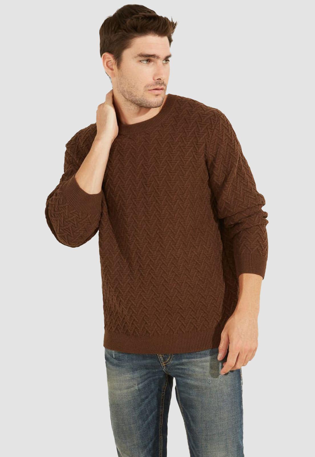 Sweater Guess Ls Geo Stitch Crew Neck-1