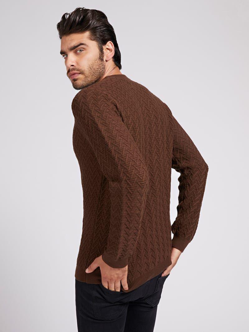 Sweater Guess Ls Geo Stitch Crew Neck-3