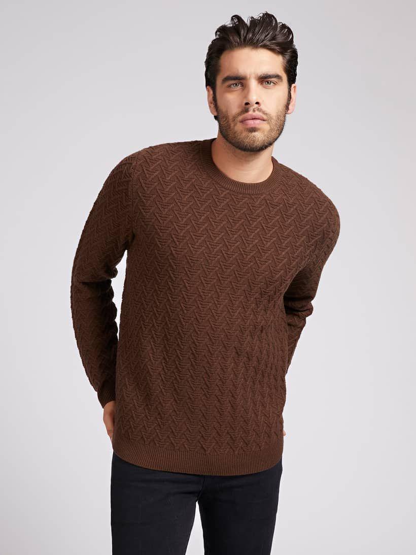 Sweater Guess Ls Geo Stitch Crew Neck-0