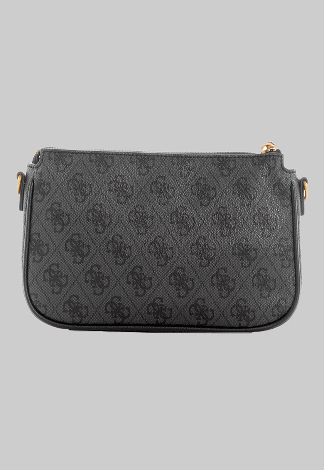 Mini Cartera Guess Nell Logo Dbl Pouch Crossbody Clo Carbon-2