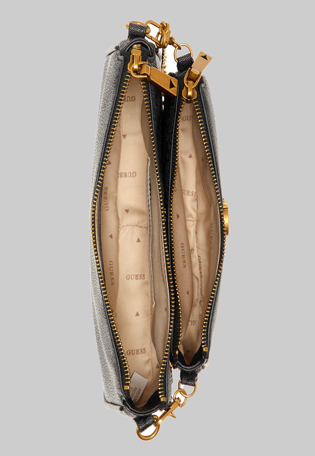 Mini Cartera Guess Nell Logo Dbl Pouch Crossbody Clo Carbon-3