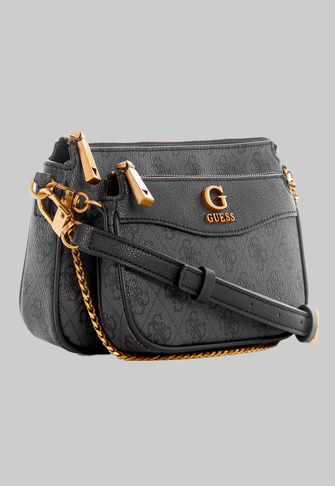 Mini Cartera Guess Nell Logo Dbl Pouch Crossbody Clo Carbon-1