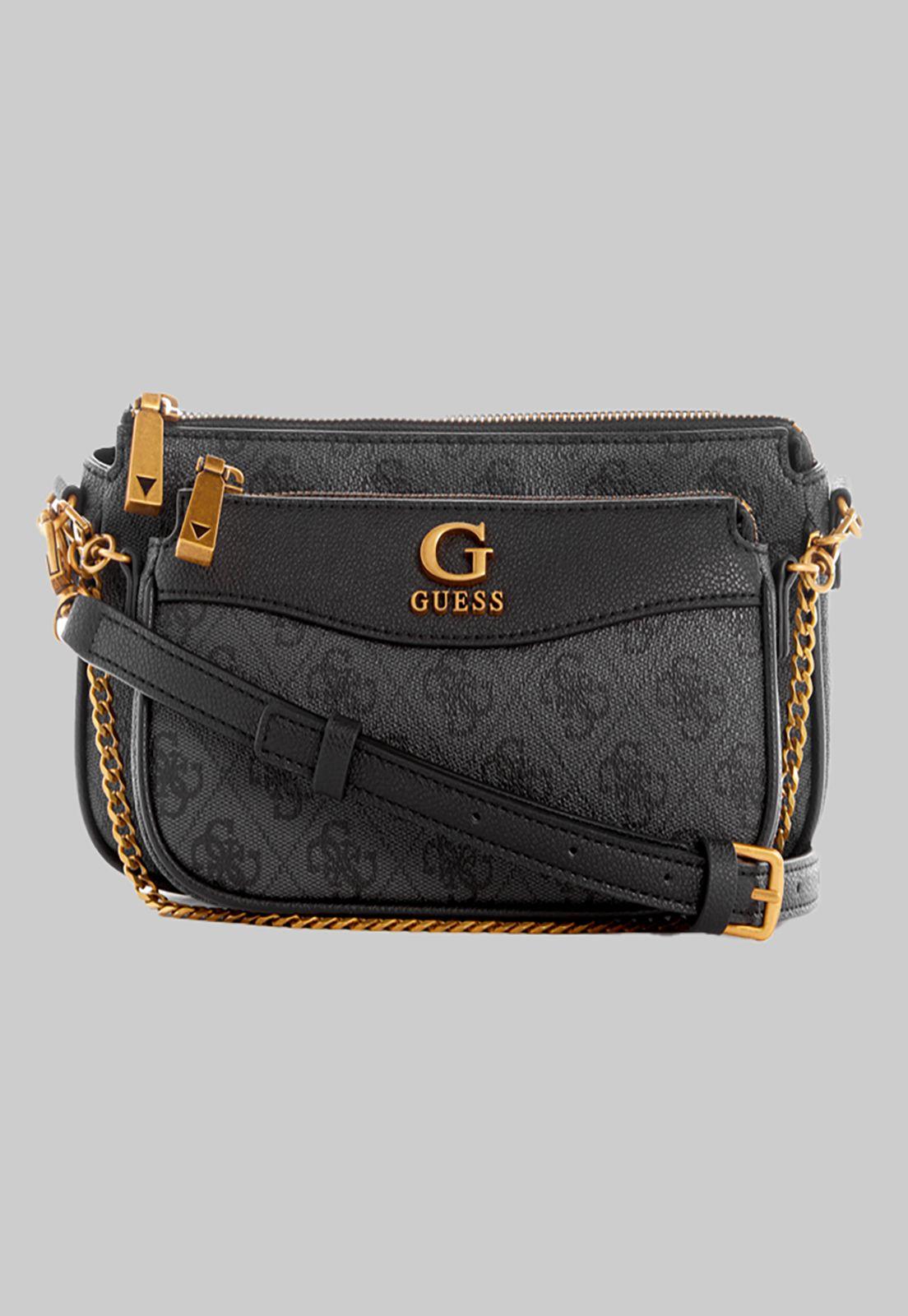 Mini Cartera Guess Nell Logo Dbl Pouch Crossbody Clo Carbon-0