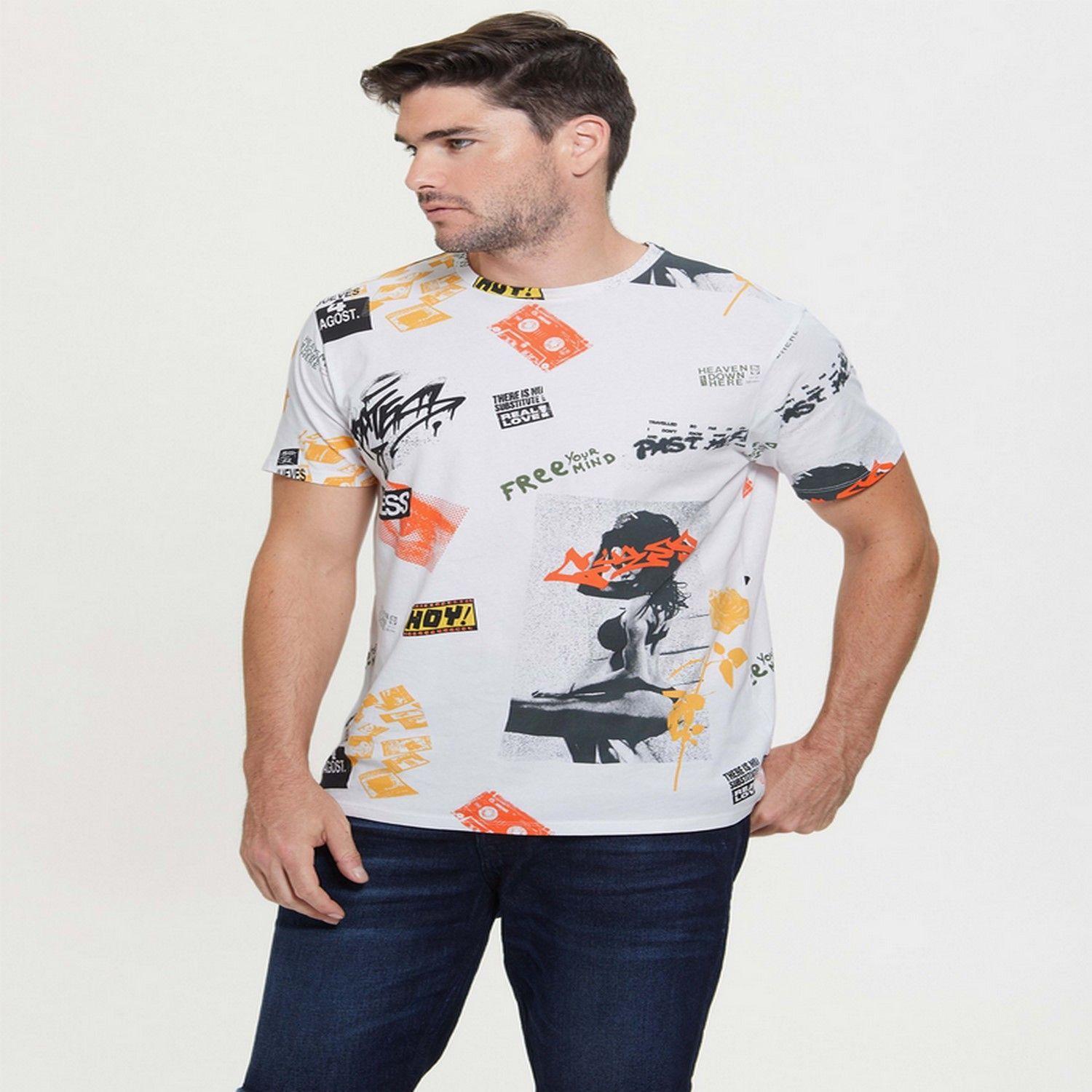 Polera Guess Ss Bsc Urban City Collage F0E1 BLANCO-1