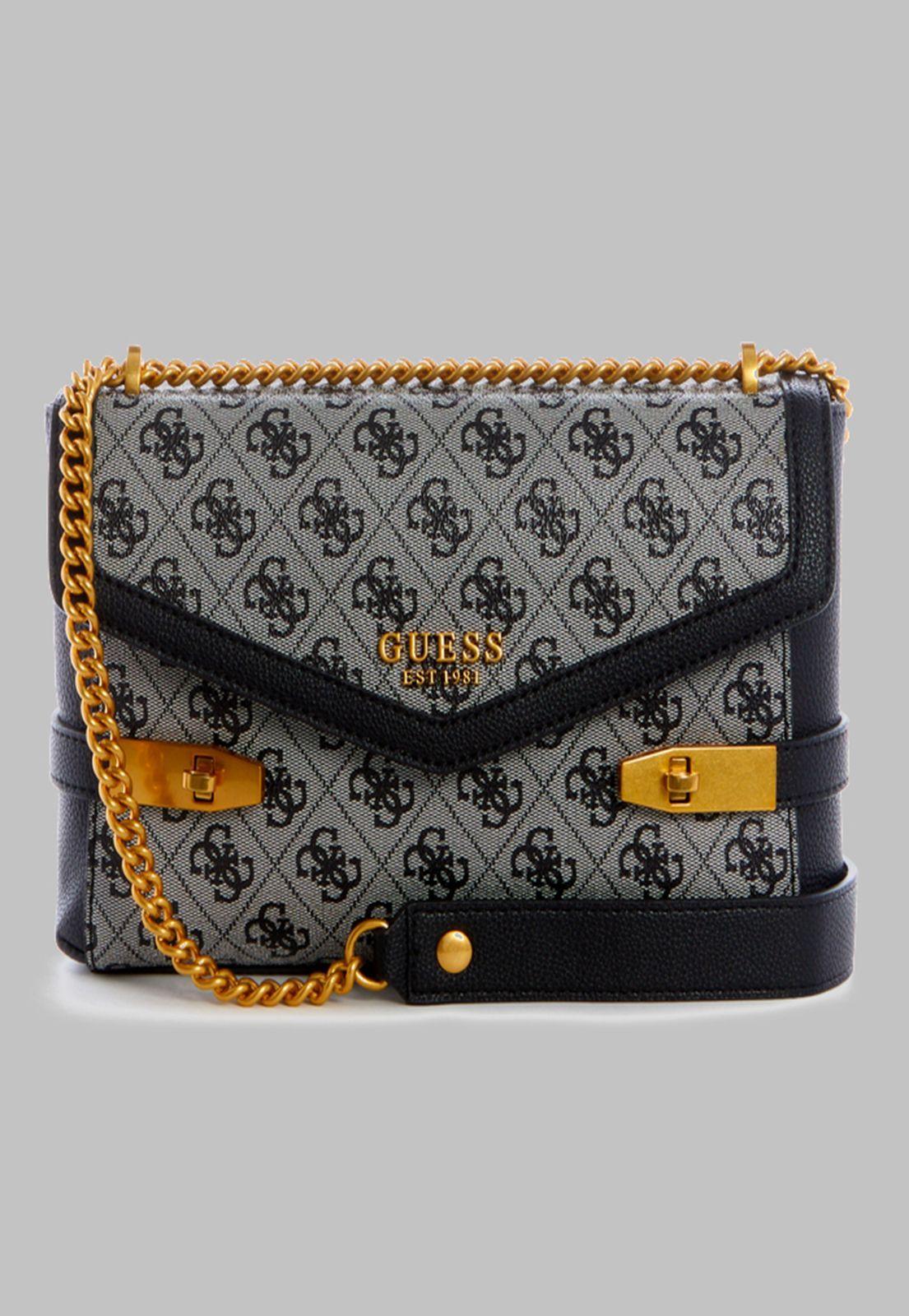 Cartera Guess Zadie Logo Cnvrtble Xbody Flap Blo Carbon-0