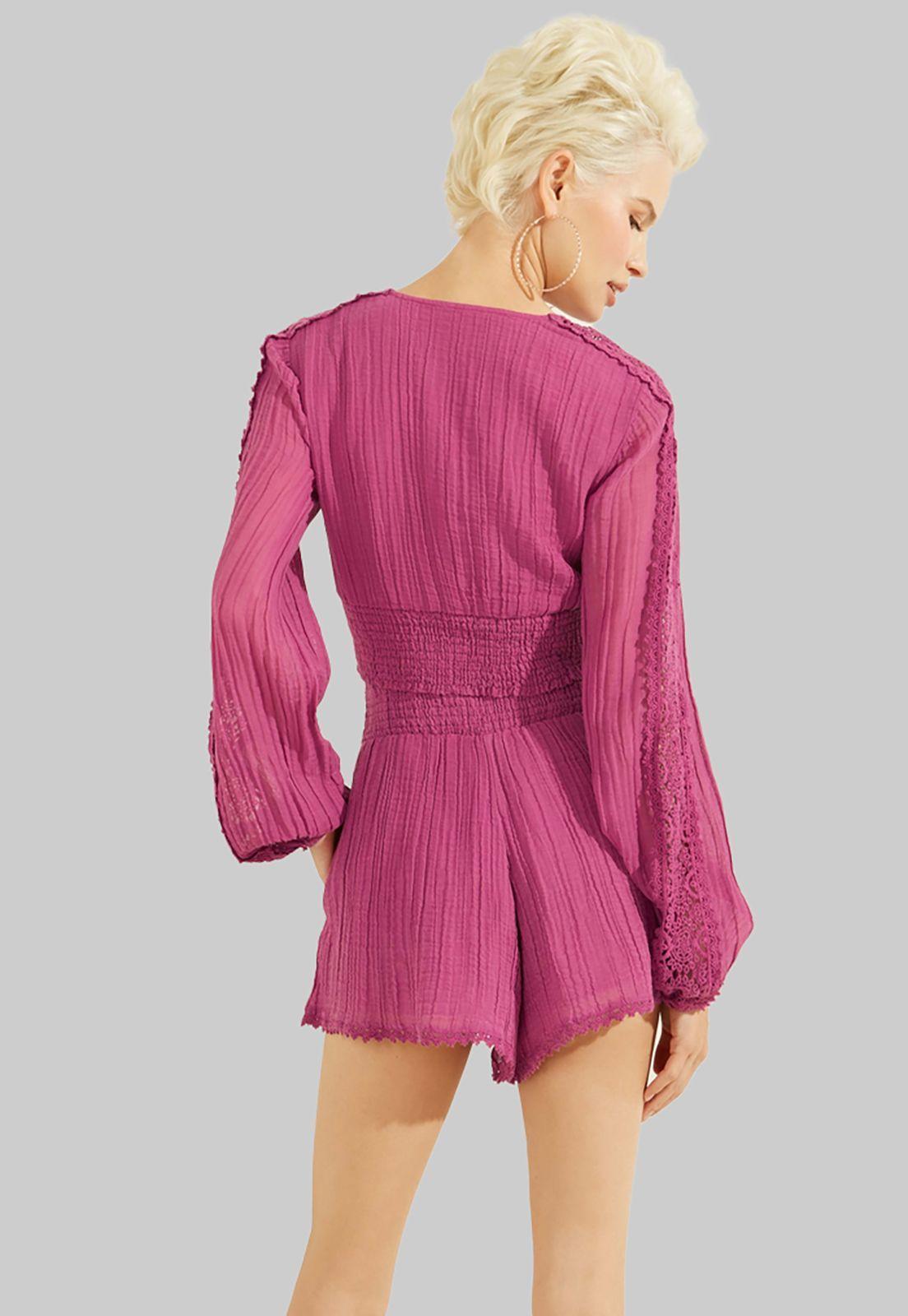 Blusa Ls Abigail Gauze Top G4A2 Rosado Guess-3