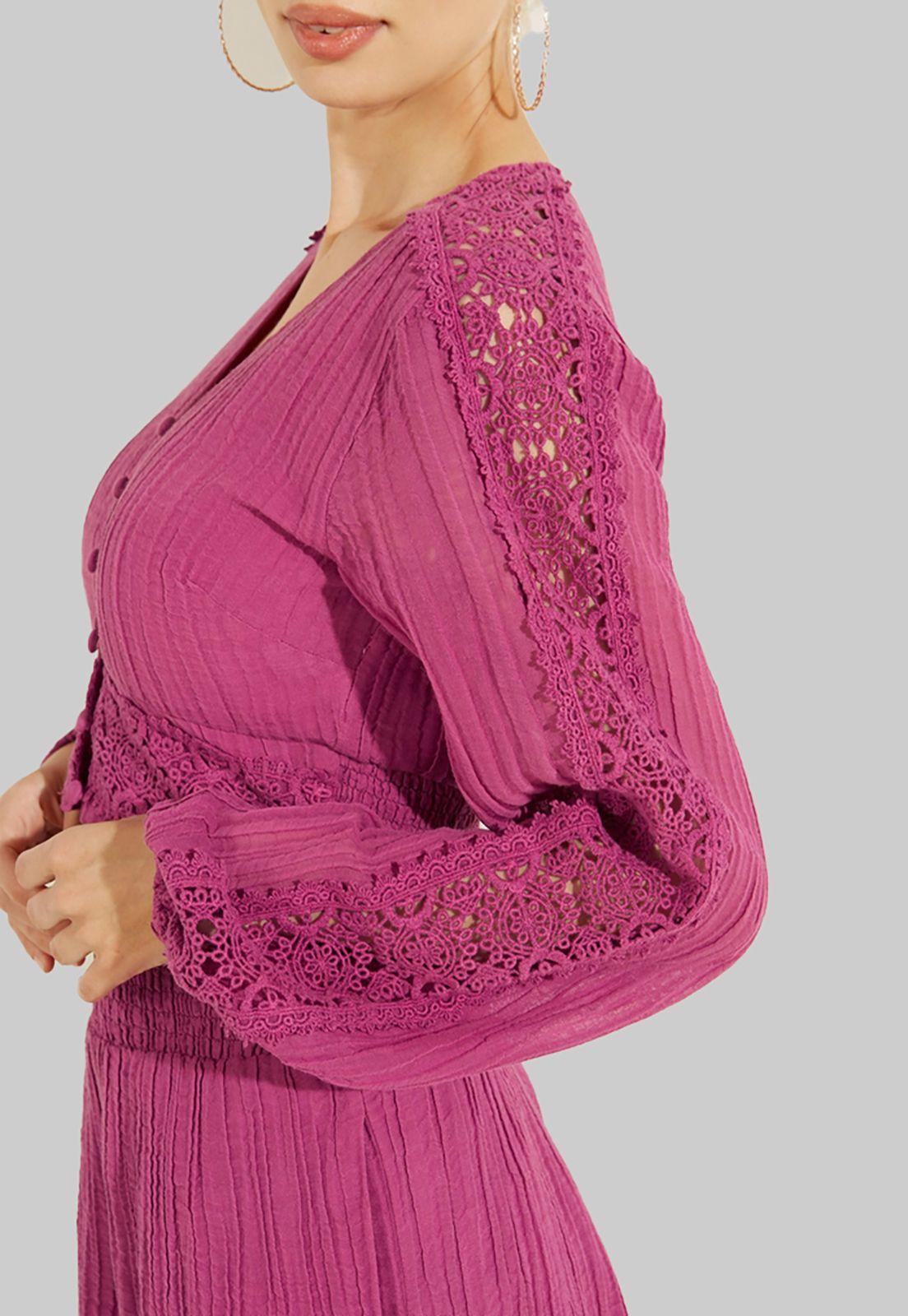 Blusa Ls Abigail Gauze Top G4A2 Rosado Guess-2