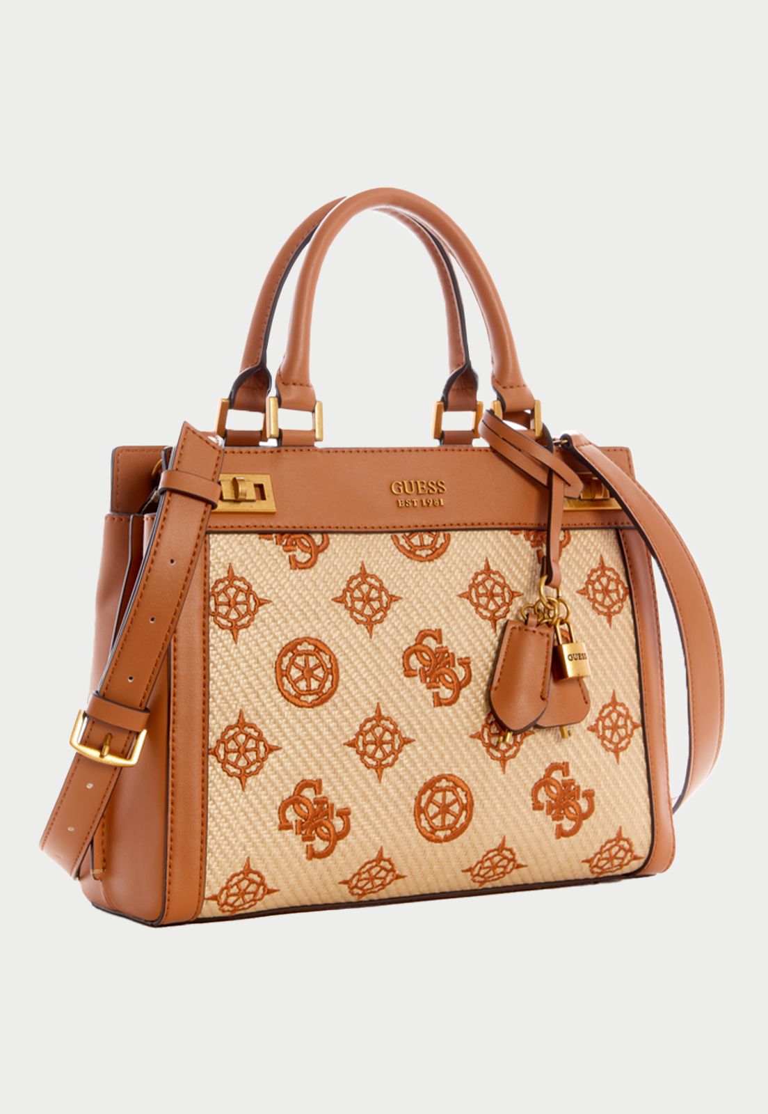 Cartera Katey Luxury Satchel Ntc Café Guess-1
