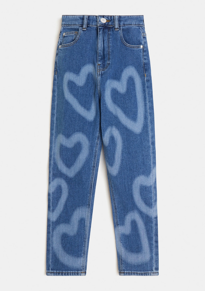 Jeans G Kids Denim Mum Pant Wlaser Heart ERHW AZUL-0