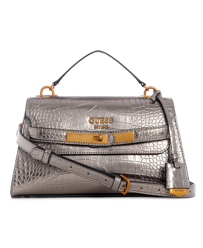 Cartera Guess Enisa Top Handle Flap Pew Plateado-0