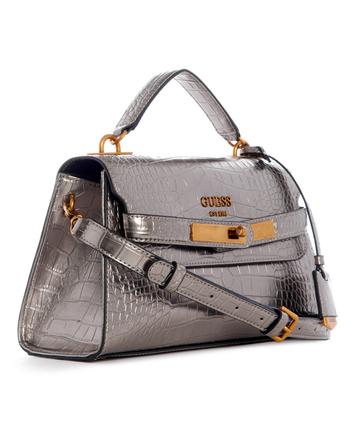 Cartera Guess Enisa Top Handle Flap Pew Plateado-1