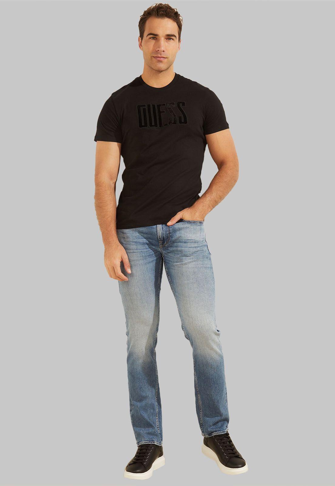 Polera Ss Bsc Velvet Applique Logo Te Guess-1