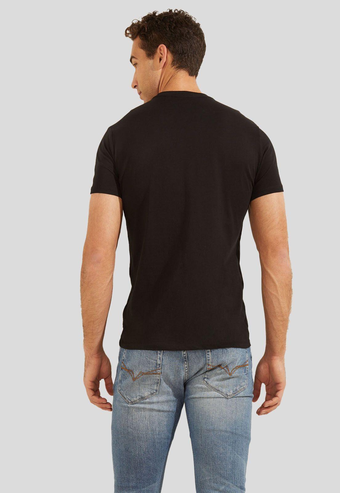 Polera Ss Bsc Velvet Applique Logo Te Guess-3