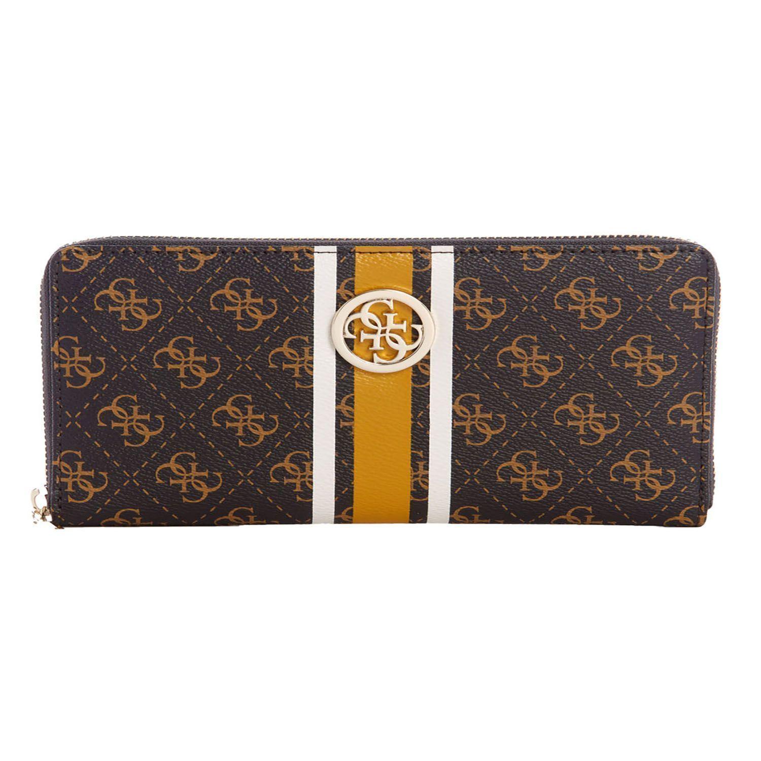 Billetera Guess Jensen Slg Cheque Organizer Bro Café Tu-0