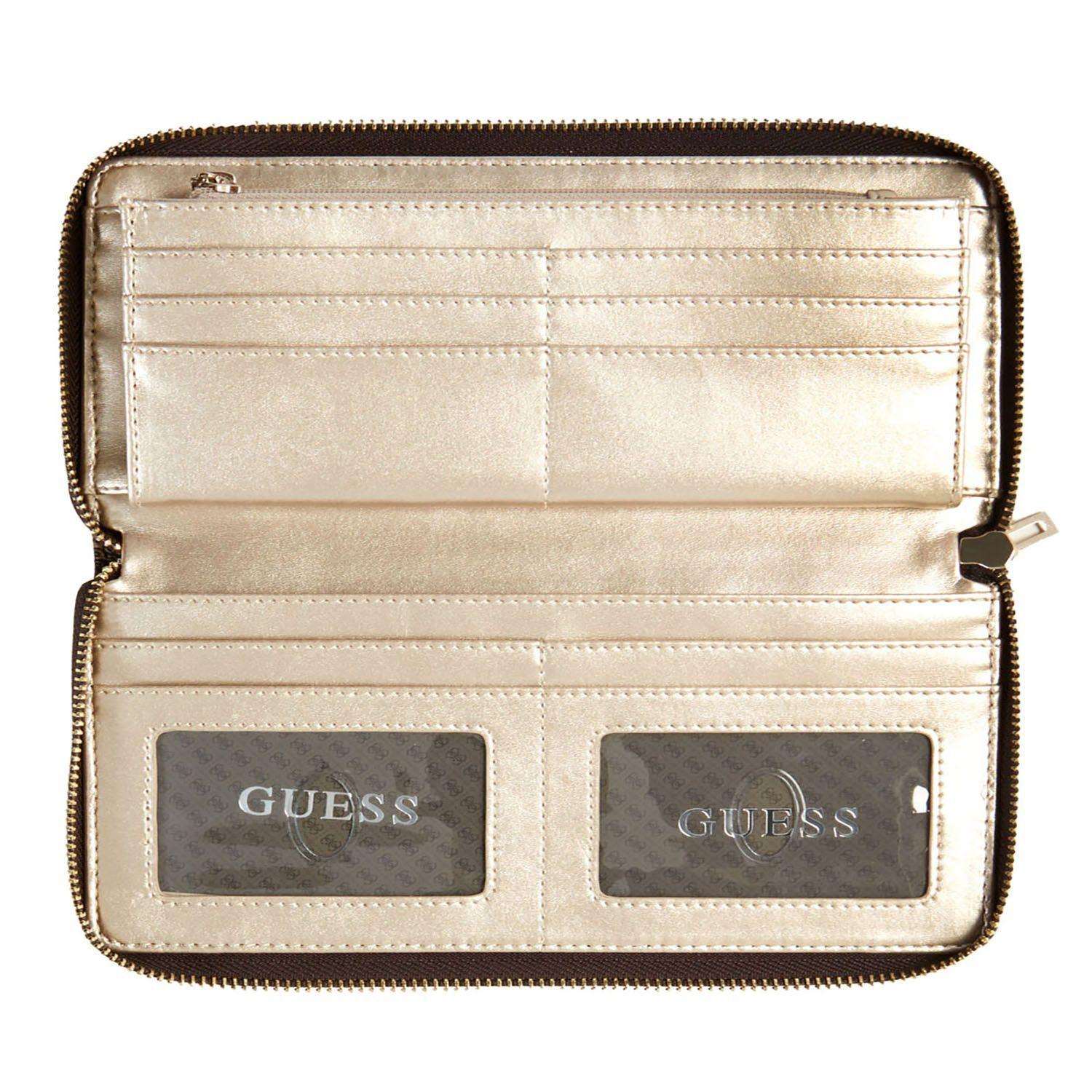 Billetera Guess Jensen Slg Cheque Organizer Bro Café Tu-2