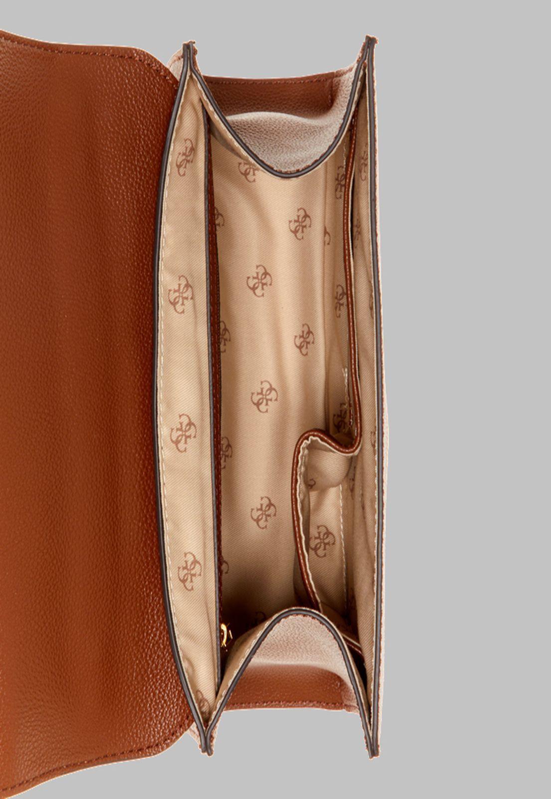 Cartera Guess Zira Top Handle Flap Cog Café-3