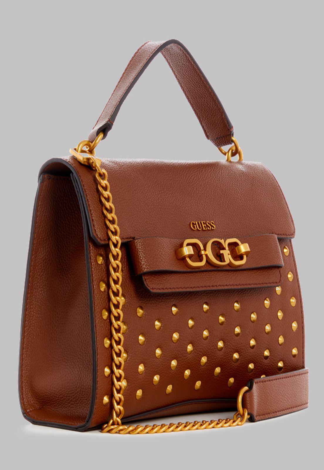 Cartera Guess Zira Top Handle Flap Cog Café-1